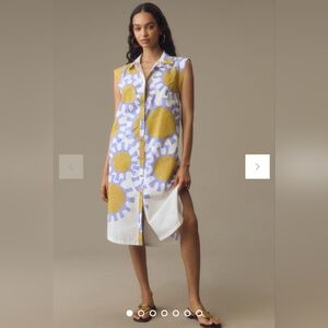 NWT Anthropologie The Lillian Cap-Sleeve Button-Front Midi Dress by Maeve Small